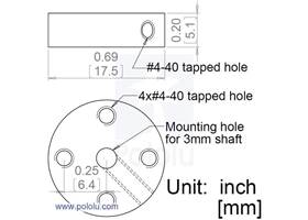 Mechanical drawing for the Pololu universal aluminum mounting hub for 3 mm shaft